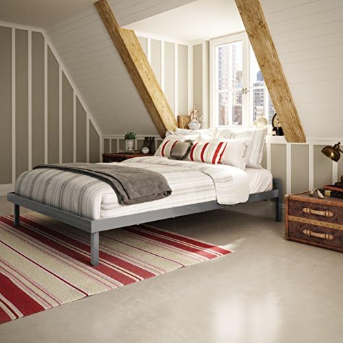 Amisco Attic Metal Platform Bed, Full Size 54", Magnetite/Glossy Grey