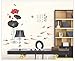 Large Long Stem Lotus Flower and Koi Fish in Traditional Oriental Painting Style Peel & Stick Wall Decals