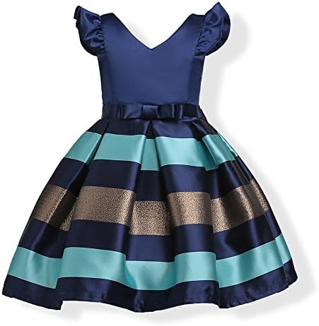 Bcaur Girls Short Petal Sleeve Princess Dress Party Formal Dress For Baby,Navy Blue,5