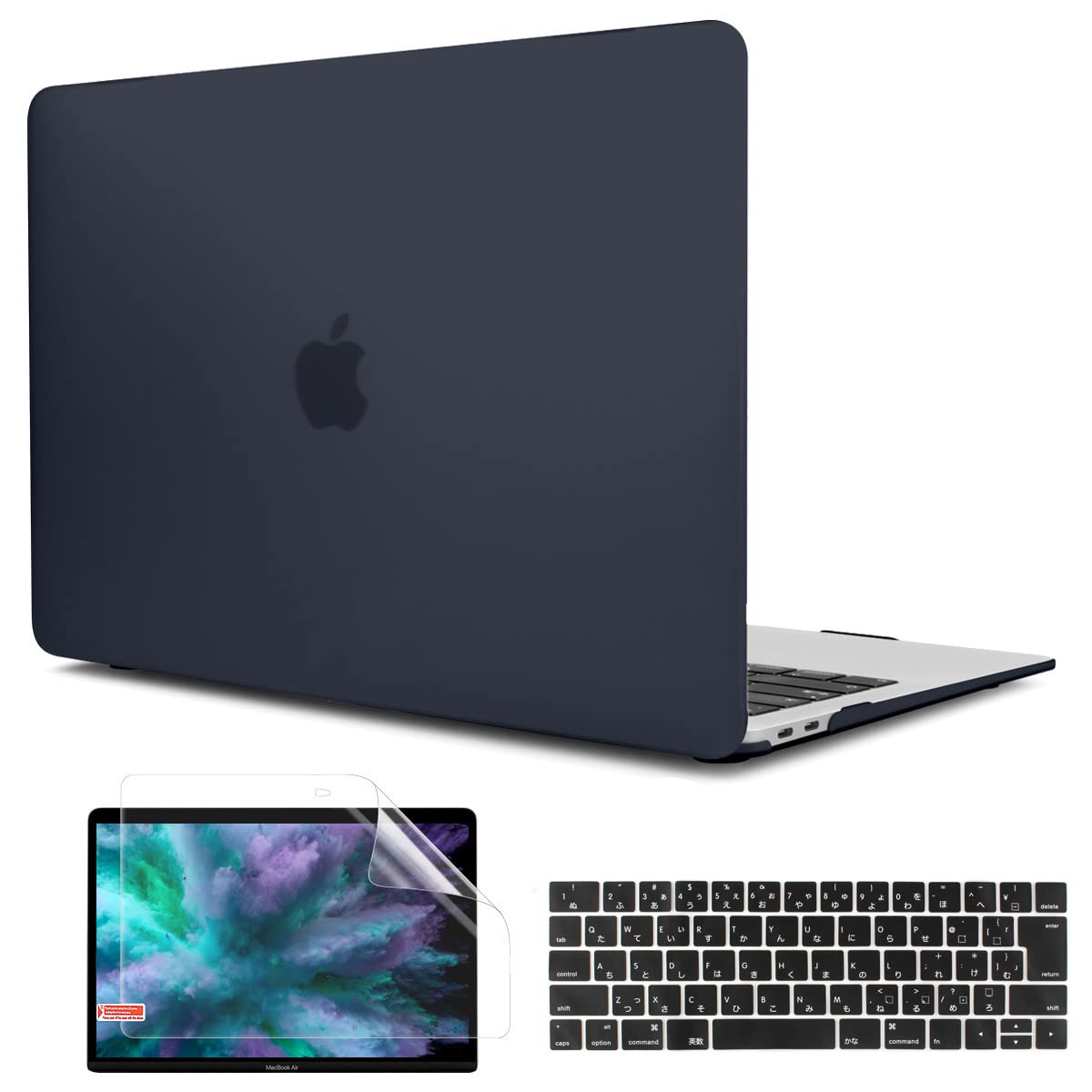 TwoL MacBook Air Hard Matte Shell Case + Protective LCD Display Film + Keyboard Cover (Japanese Layout), Impact Resistant, Heat Dispelling, Improved Model, For MacBook Air 11, 12, 13, Pro 13, 15