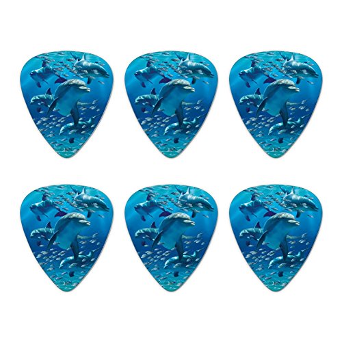 Dolphins Pod Underwater Diving Ocean Novelty Guitar Picks Medium Gauge - Set of 6