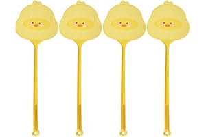 4pcs Cute Yellow Chicken Shaped Fly Swatter Flexible Manual Swat Set Long Handle Fly Swatter Flying Insects Manual Swat