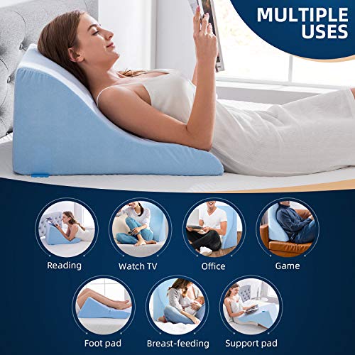 NOFFA Reading Pillow, Memory Foam Ergonomic Wedge Pillow, Leg Elevation