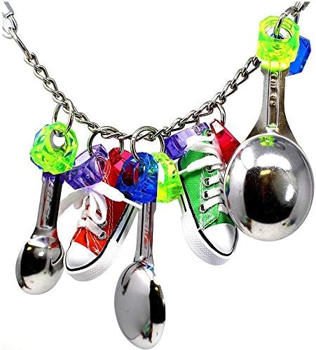 STAJOY Bird Cage Toys,Parrot Hanging Chewing Toys with Mini Sneakers Spoon for Parakeet Cockatiel Conure Cockatoo African Greys