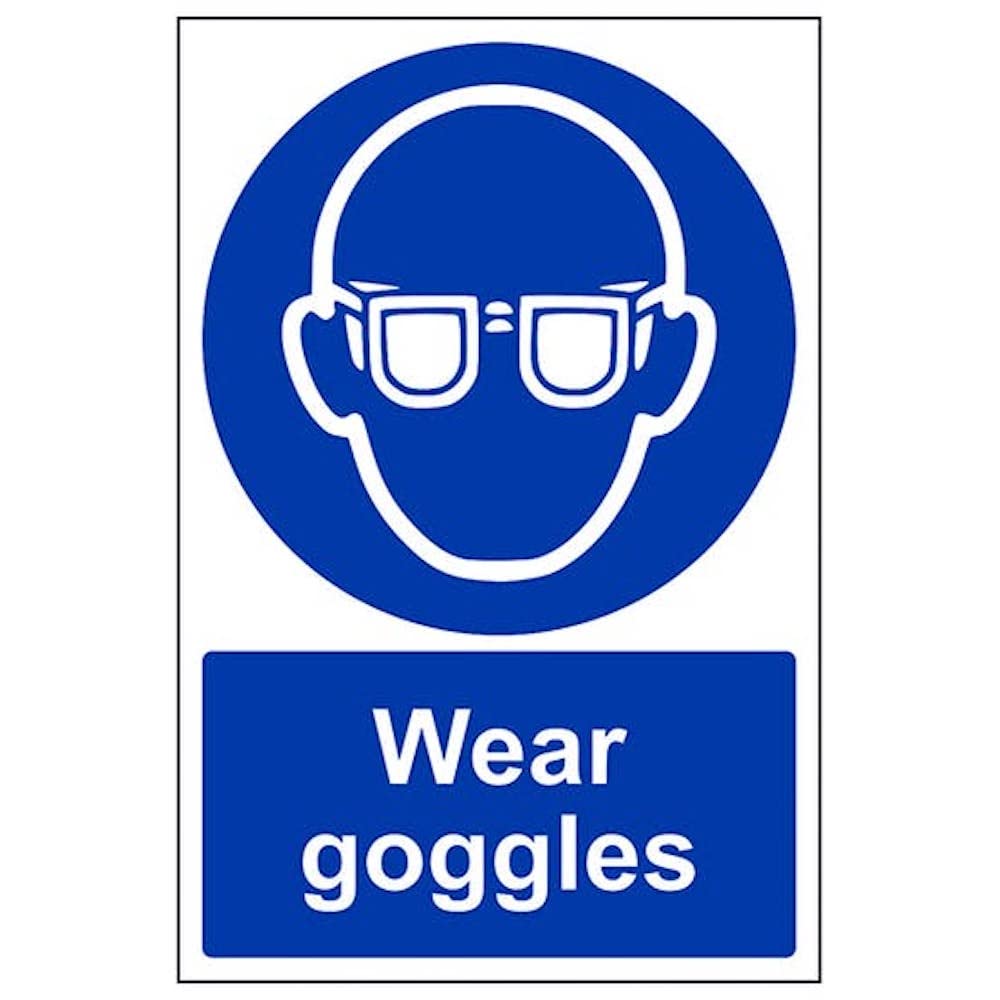 V Safety Mandatory PPE - Wear Goggles - 200 x 300 mm Safety Sign — image 1