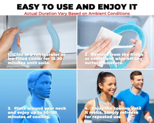 ZFFAFUR Reusable Neck Cooling Ring with Phase Change Material, Lightweight Portable Cooler Wrap for Instant Heat Relief, Ergonomic Fit for Outdoor Work, Sports, Travel, and Office Use – Blue
