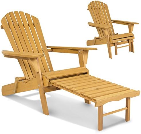 LTL Shop Adirondack Wood Chair Foldable w/ Pull Out Ottoman Outdoor