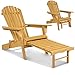Best Choice Products Outdoor Patio Deck Garden Foldable Adirondack Wood Chair with Pull Out Ottoman