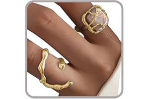 Pearl Rings for Women Baroque Pearl Statement Rings for Women Silver Chunky Ring Set Adjustable Pearls Accessories Pearls Jew