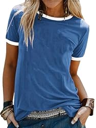 Remidoo Womens Ringer Tee Crew Neck Color Block