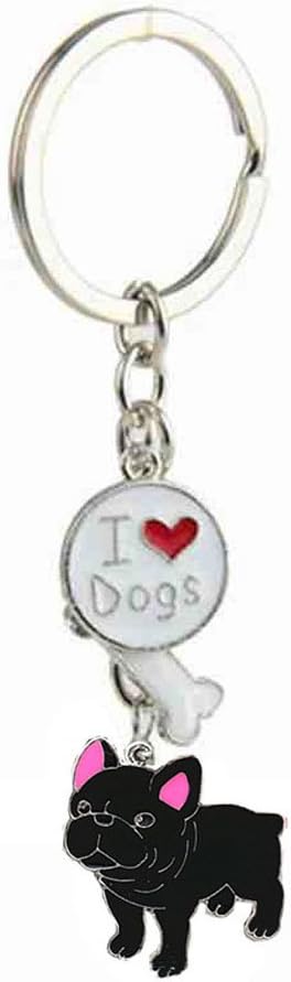 ZoonPark® Dog Key-ring Keychain,Lovely Cute Small Dog Puppy Keychain Keyring Metal Keychain Keyring Keyfob Key Ring Car Keyring Bag Charm (French Bulldog)
