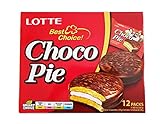 Lotte Choco Pie, 12 Individually Wrapped Chocolate Snack Pies 11.85 oz (1 Pack)