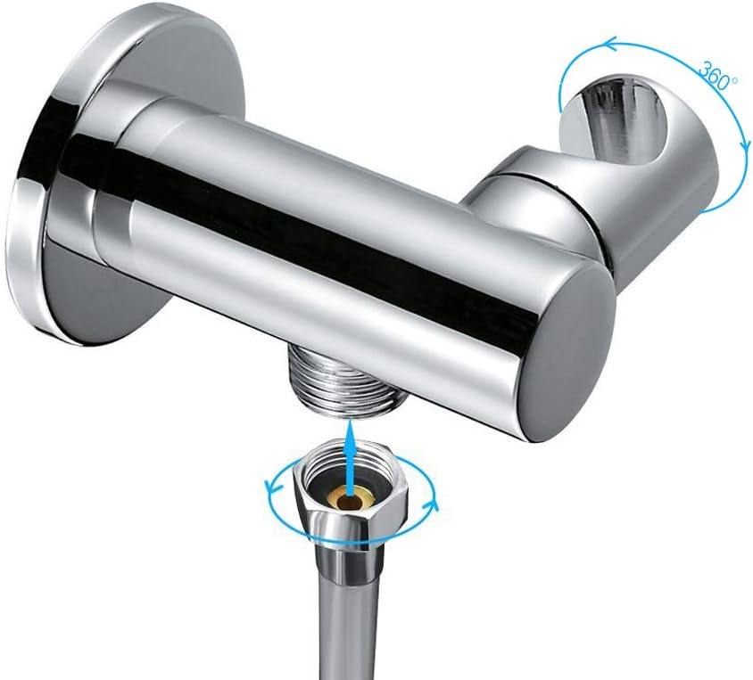 STARBATH Modern Round Shower Head Bracket Wall Mount Holder for Bathroom,Adjustable 360 Degree Concealed Installation Polished Chrome