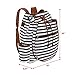 LISH Down the Line Canvas Tennis Racket Backpack - Women's Striped Print Drawstring Racquet Holder Bag