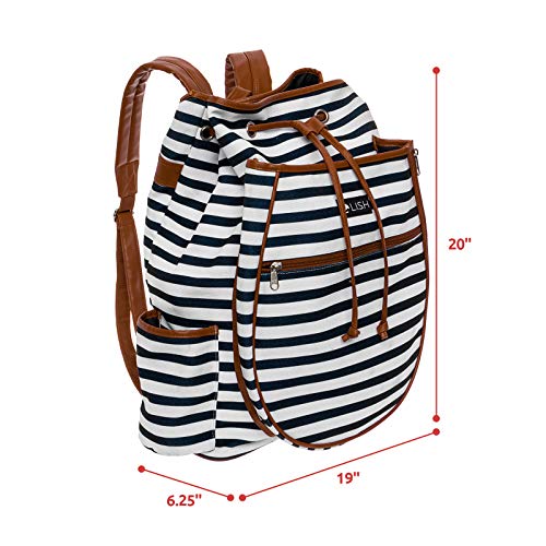 image for LISH Down The Line Canvas Tennis Racket Backpack - Women's Striped Pri