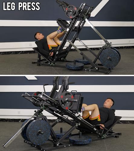 Eonfit EL2 2.0 Leg Press Machine for Home Gym, Hack Squat Machines with Linear Bearing 45°, Calf Raise Machine, 4-in-1 Design Lower Body Strength Training Equipment 1300lbs