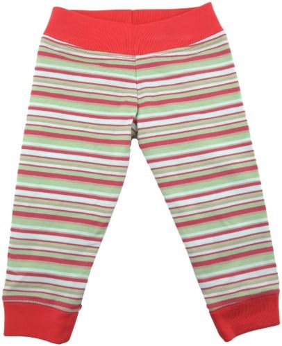 Fig Organic Cotton - Baby Girls Infant Pants - Pink Mint Striped - 3-6 Months