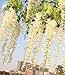 COOBL 3.6 Ft Realistic Romantic Classic Artificial Fake Wisteria Vine Ratta Silk Flowers for Garden Floral Decoration DIY Living Room Hanging Plant Vine Home Party Wedding Decor 12 Pcs(White)