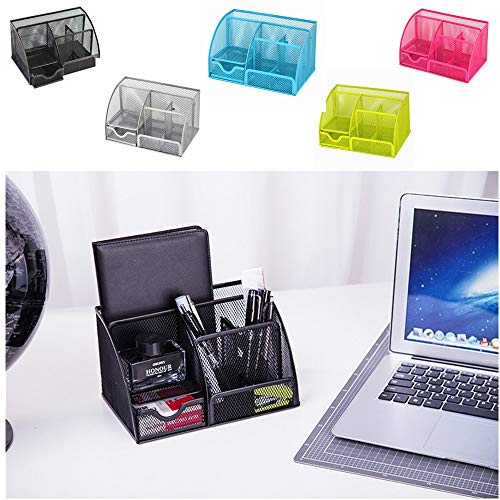 Mesh Desk Organizer,Mesh Pencil Cup Organizer,9 Compartment Desktop Office Supplies Storage Organizer (Black-B) - Thumbnail 6