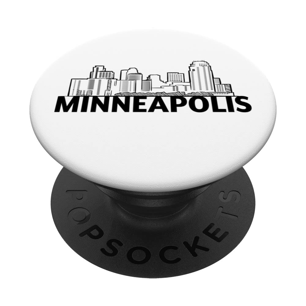 Minneapolis Minnesota USA City Skyline Silhouette Outline PopSockets Swappable PopGrip