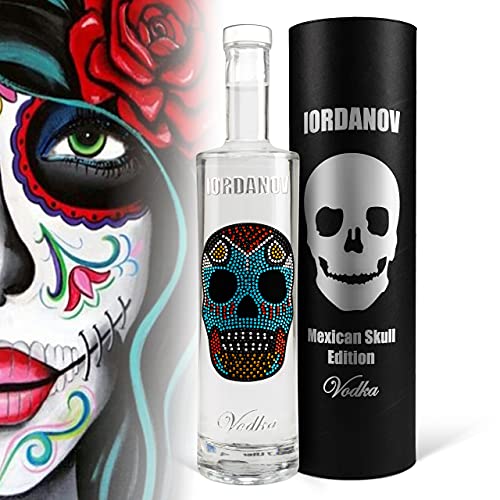 Iordanov Vodka (0,7 l) Mexican Skull Luxus Wodka in der Geschenkbox mit Geschenkkarte. Edel-Vodka mit Totenkopf