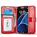 J&D Case Compatible for Galaxy S7 Case, [Wallet Stand] [Slim Fit] Heavy Duty Protective Shock Resistant Flip Cover Wallet Case for Samsung Galaxy S7 Wallet Case - Red