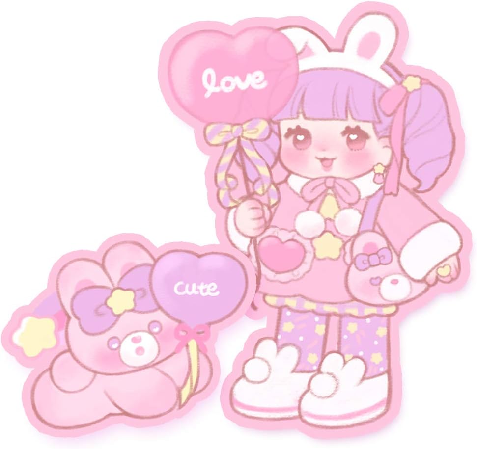 Amazon Seolkee 日本初上陸 ソルギー イラスト パステルランドパック コットンキャンディー ステッカー シール メモ帳 韓国 イラストレーター ピンク パープル フェアリー かわいい デザイン キャラクター 手帳 アルバム デコ 動物 うさぎ ハート ノート メモ帳