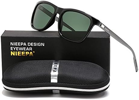 NIEEPA Rectangular Polarized Sunglasses AL-MG Temple Retro Driving Sun Glasses