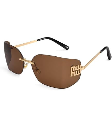 KENBO Futuristic Rimless Y2K Sunglasses for Women Men Fashion Wrap