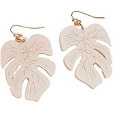 Vintage Palm Leaf Dangle Drop Earrings Tropical Monstera Leaves Earrings Handmade Statement Bohemian Leaves Jewelry