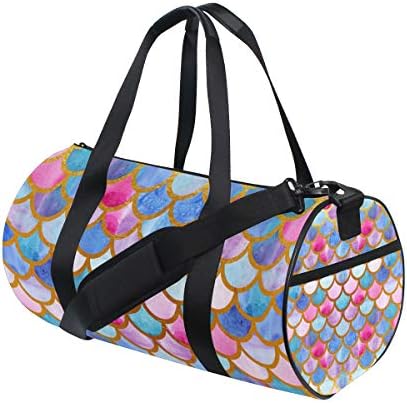 YuihomeMermaid Scale Duffel Bag,Canvas Travel Bag for Gym Sports and Overnight