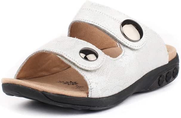 Amazon.com | Therafit Eva Women's Leather Adjustable Strap Slip On Sandal - for Plantar 