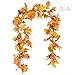 DearHouse 2 Pack Fall Garland Maple Leaf, 5.9Ft/Piece Hanging Vine Garland Artificial Autumn Garland Thanksgiving Decor for Home Wedding Fireplace Party Christmas (Yellow)