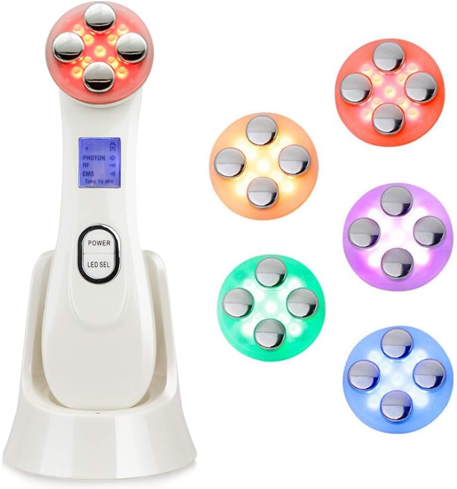 EMS Face Lifting Machine 5 in 1 Facial Firming Care Machine for Wrinkle Acne Remove Skin Tightening Beauty Machine Anti-aging Face Toner Device for Whitening