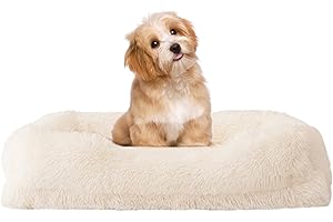 WELLYELO Small Dog Bed Cat Bed Fluffy Plush Dog Crate Beds for Small Dogs Anti-Slip Pet Bed Dog Crate Pad Sleeping Mat Machine Washable (Small, White)