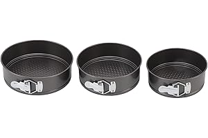 3Pcs Springform Pan Set, Non Stick Round Cake Pans with Removable Bottoms 22/24 / 26 Inches - Easy Release Stainless Steel Cl