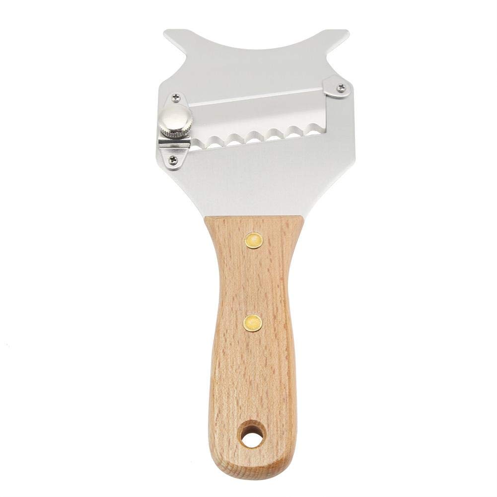 Cheese Slicer Stainless Steel Truffle Chocolate Shaver Planer Vegetable Mushrooms Cutter Adjustable Sharp Blade with Hanging Hole Wooden Handle for Kitchen Restaurant
