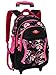 COOFIT Rolling Backpack Cute School Backpack Kids Backpack With Wheels Black