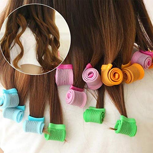 SANGAITIANFU 18 Pcs DIY Magic Curly Spiral Small Ring Roller Tool Long Curler Water Ripple Dispenser Random Color - Thumbnail 5