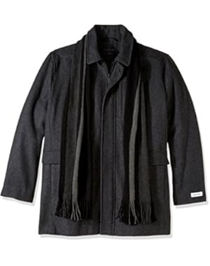 Calvin Klein Men's Big and Tall Wool Coat With Scarf Set