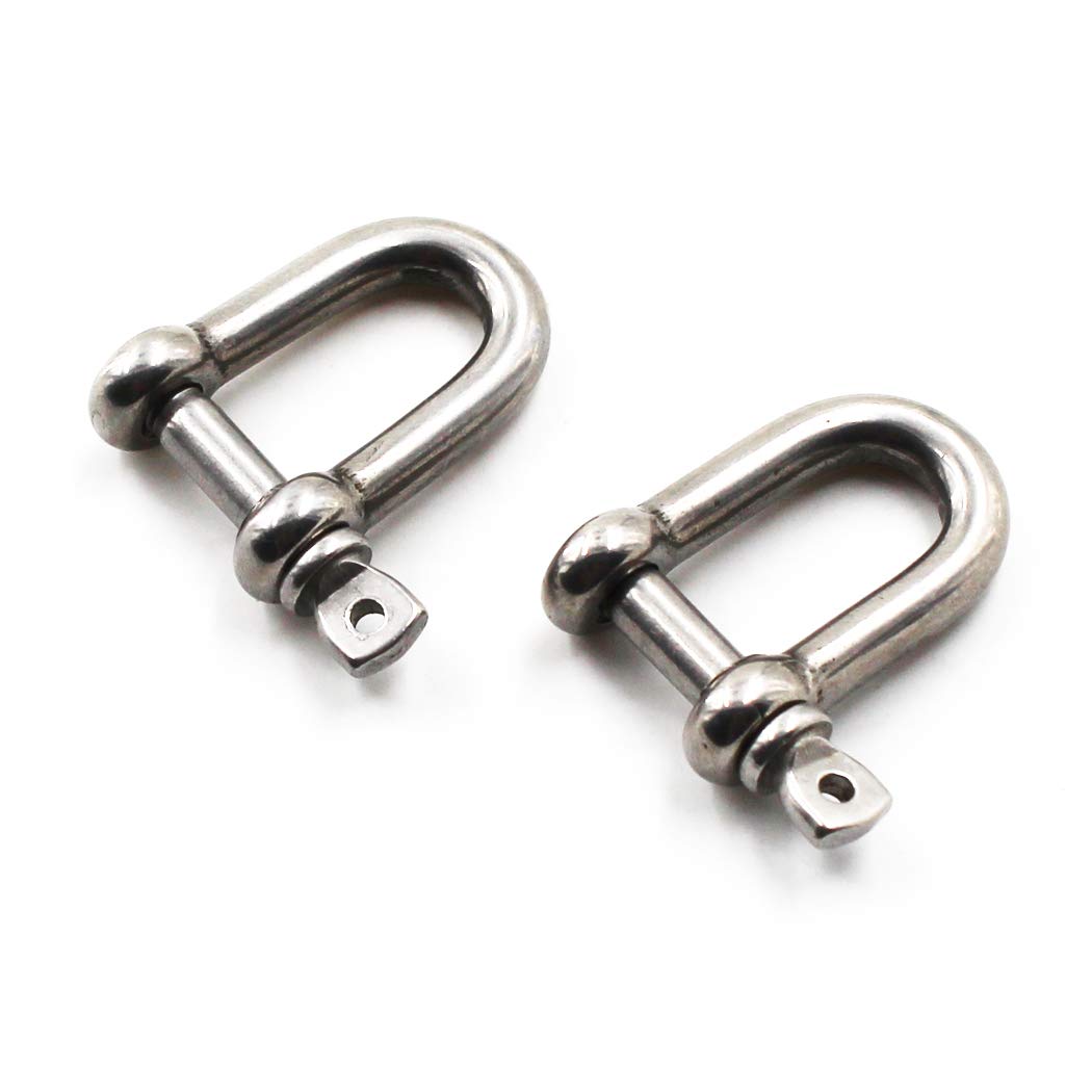 1/2" M12 304 Stainless Steel D Ring Shackle Lock for Heavy Duty Construction,Vehicle Recovery, Hauling (2PCS)
