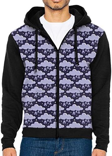 WeiGin Clouds Bat Fashion Full-Zip Long Sleeve Hooded Pocket Sweatshirt Coat Jacket For Men Teens Sports