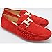 Fulinken Men's Moccasin Slip on Gold Buckle Leather Loafers Causal Mens Shoes Business Shoes