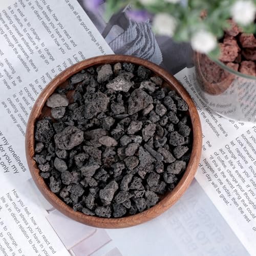 JOHOUSE 2.5 LB Black Horticultural Lava Rocks, Lava Rocks for Plants Natural Horticultural Volcanic Rocks for Succulents Bonsai Vase Fillers Garden