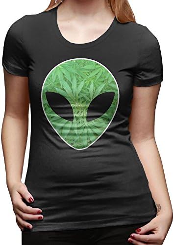 Weed Alien Women's Basic Short Sleeve Tops Crew Neck T Shirt S