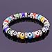 JEWELRIESHOP Turkish Evil Eye Bracelet Murano Glass Beads Beaded Clear Crystal Spacer Bracelet for Women (6-8mm, Blue Red Black White Mix Color Eye Beads)