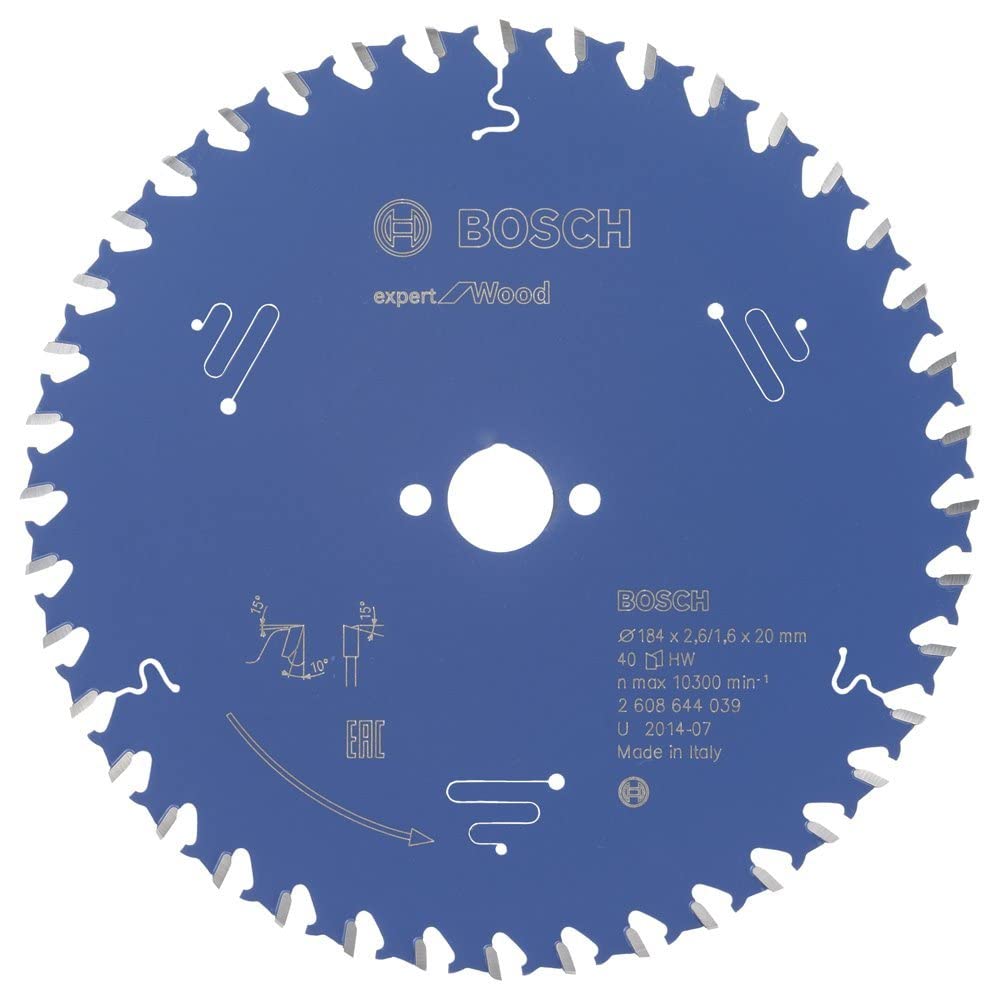 Bosch 2608644039 EXWOH 40 Tooth Top Precision Circular Saw Blade, 0 V, Blue