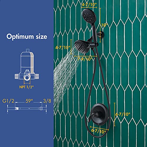 Matte Black Shower Faucet Set Complete with Handheld & Valve, DAYONE