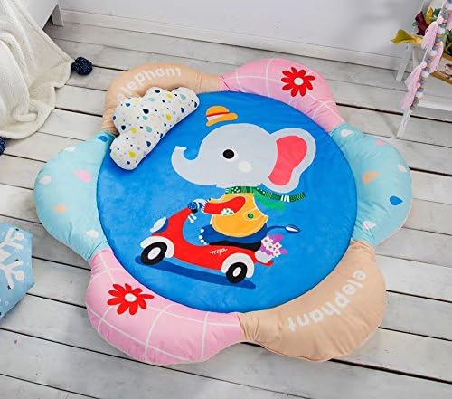 HugeHug Colorful Petal Sides Soft Fenced Kids Play Mat Floor Rugs for Bed and Game Rooms, Reading Nook, Video Games or Watching TV, Thick Non-Toxic Anti-slip Fluffy Round 60 inches for Girls(elephant)