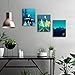 Gardenia Art - Abstract Mountain at Night Canvas Prints, 16x12 inch/Piece, 3 Panels, Framed